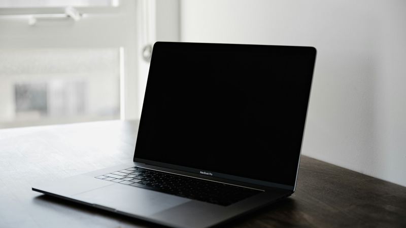 A laptop on a desk