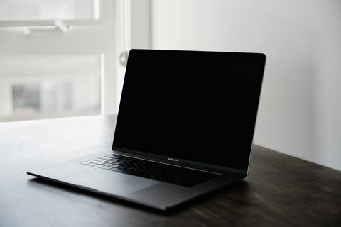 A laptop on a desk